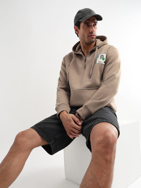 Embrace Biscuit Brown Zip-Top Cotton Hoodie
