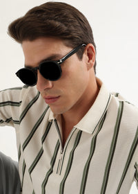 Olive Green Cortéz Knit Half Zip Polo T-Shirt