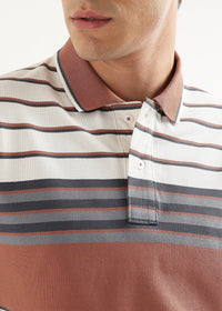 Rust Clay Heritage Striped Polo T-Shirt