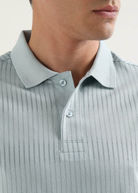 Ether Blue Striata Mercerised Cotton Polo T-Shirt