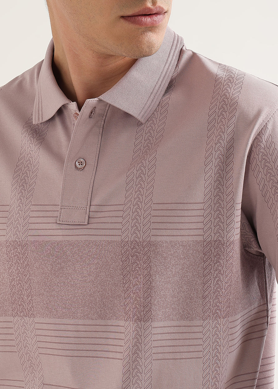 Whisper Pink Meridian Geometric Polo T-Shirt