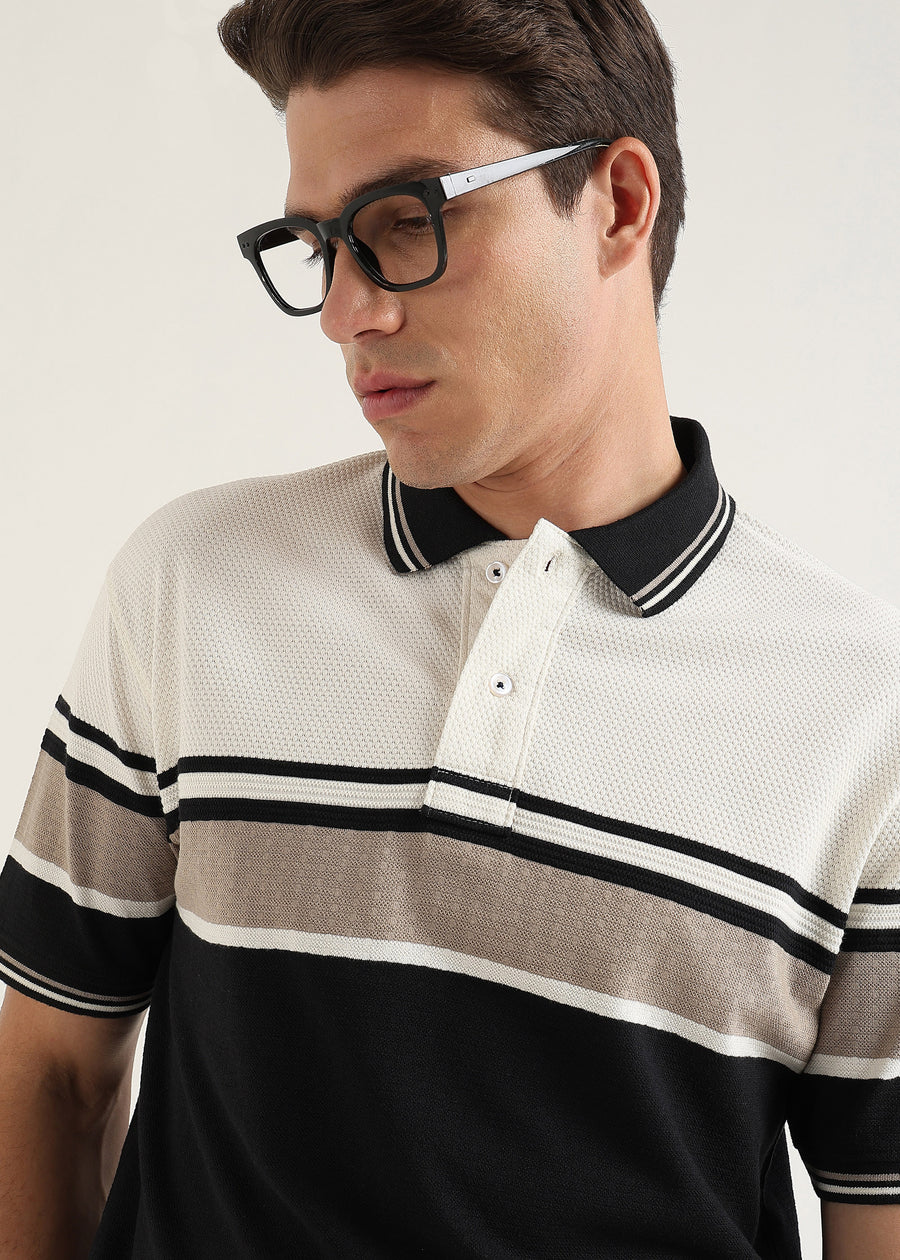 Monaco Noir Structured Polo T-Shirt