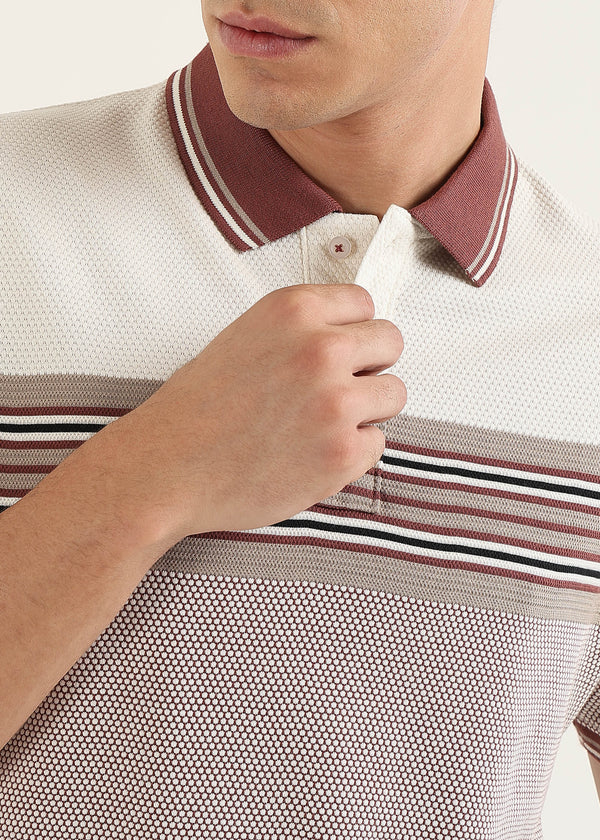Wine Metro Weave Classic Polo T-Shirt