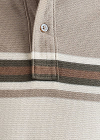 Truffle Beige Harlow Stripe Knit Polo T-Shirt