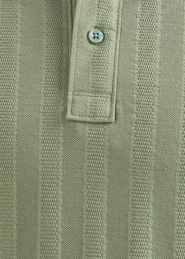 Matcha Stone Self Structured Knit Polo T-Shirt