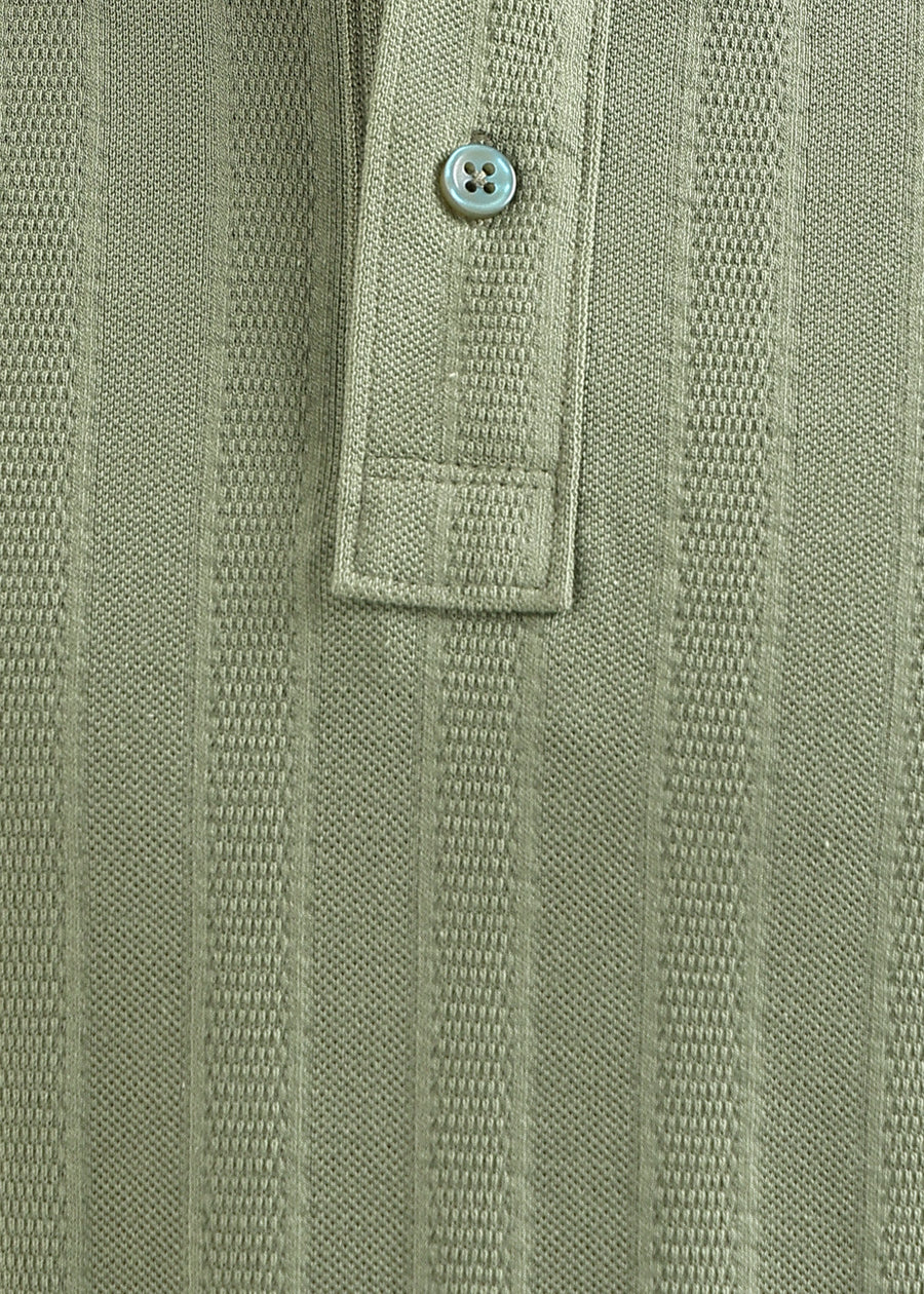Matcha Stone Self Structured Knit Polo T-Shirt