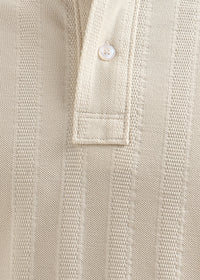 Vanilla Cream Self Structured Knit Polo T-Shirt