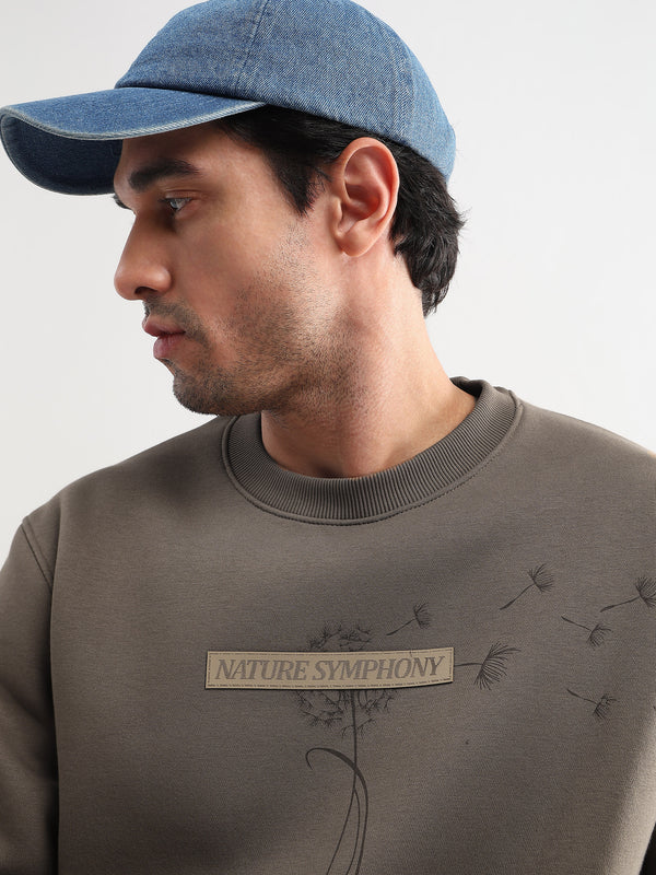 Nature Symphony Biscuit Brown Embroided Sweatshirt