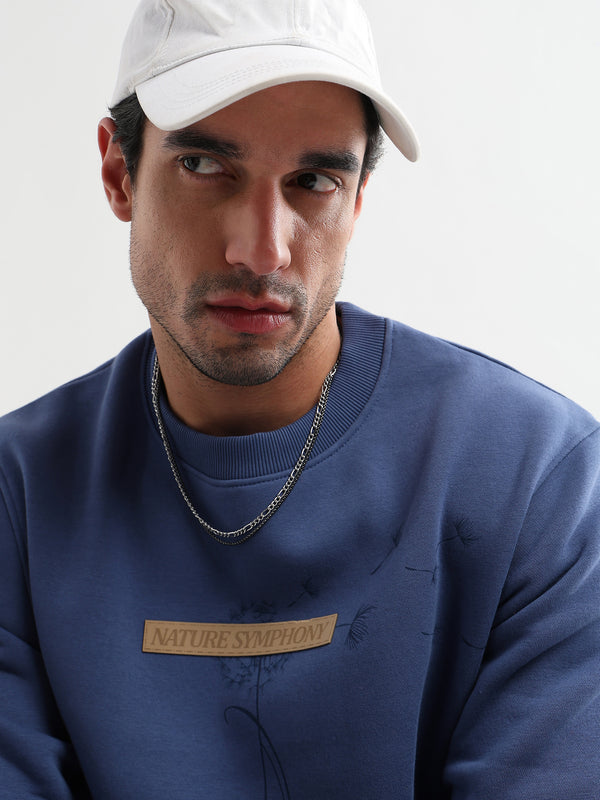 Nature Symphony  Embroided Med Blue Sweatshirt