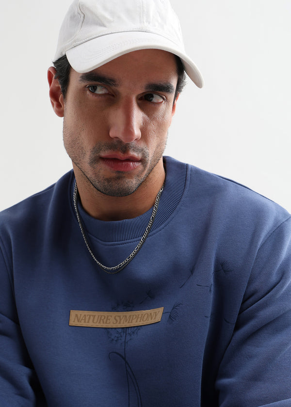 Nature Symphony  Embroided Med Blue Sweatshirt