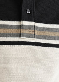 Pebble Black Harlow Stripe Knit Polo T-Shirt