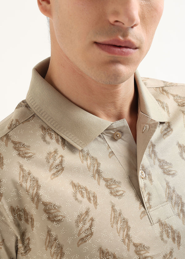 Sand Dune Maison Patterned Polo T-Shirt