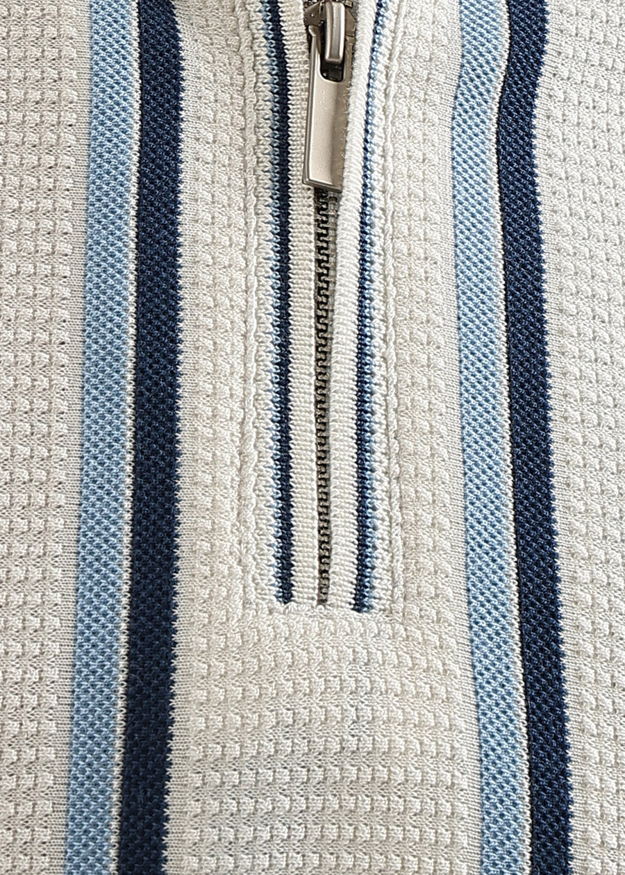 Steel Blue Cortéz Knit Half Zip Polo T-Shirt