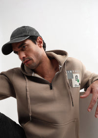 Embrace Biscuit Brown Zip-Top Cotton Hoodie