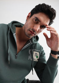 Embrace Treking Green Zip-Top Cotton Hoodie