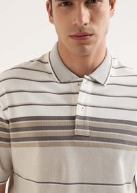 Latte Heritage Striped Polo T-Shirt