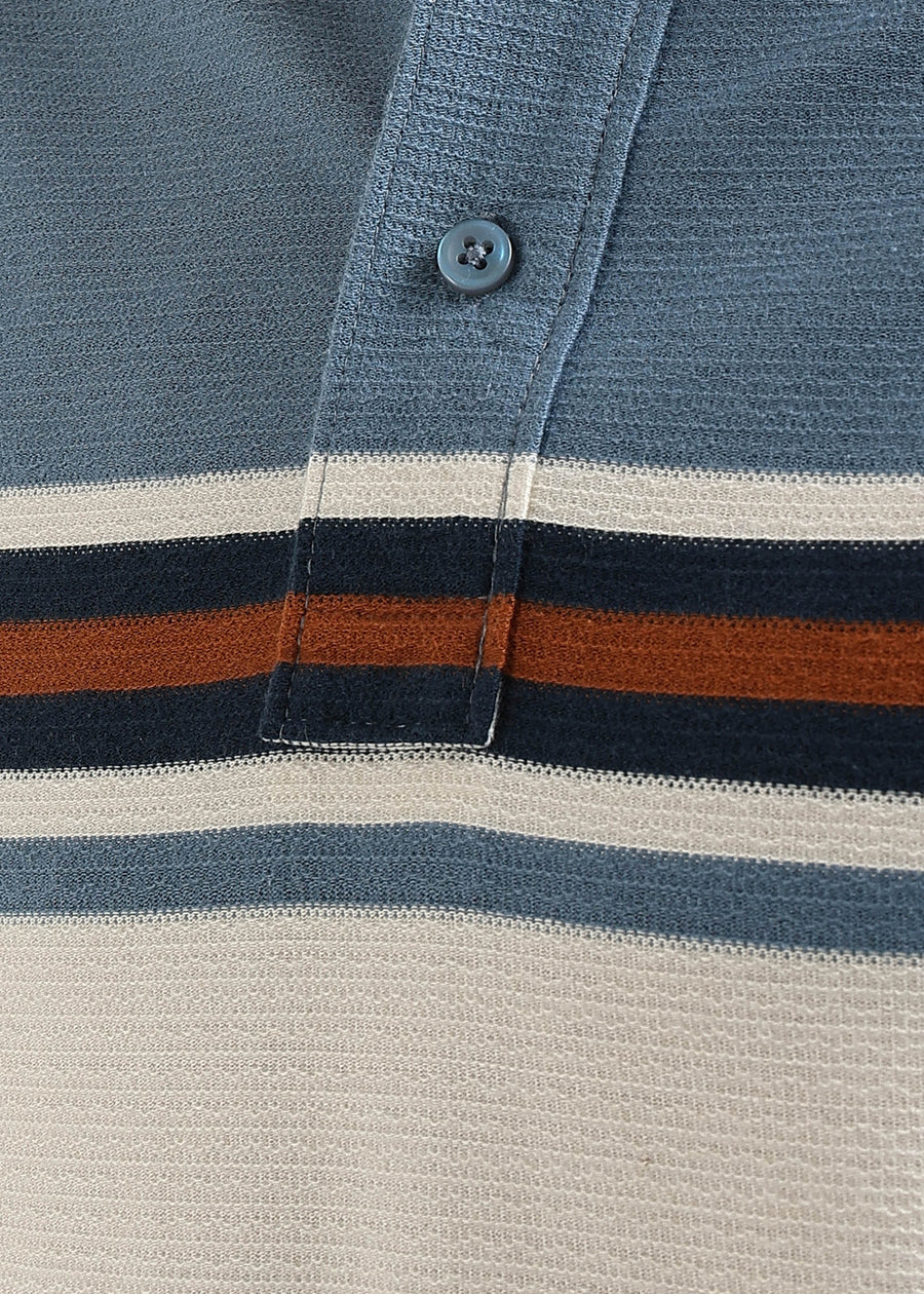 Harbour Blue Harlow Stripe Knit Polo T-Shirt