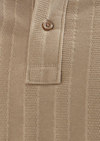 Fawn Brown Self Structured Knit Polo T-Shirt