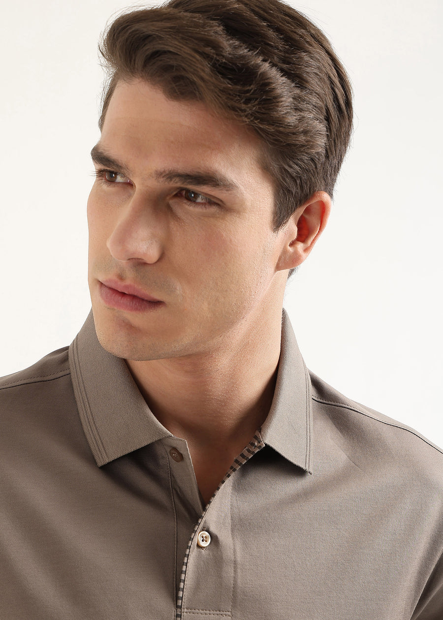 Fossil Stone Mercerised Cotton Polo T-Shirt
