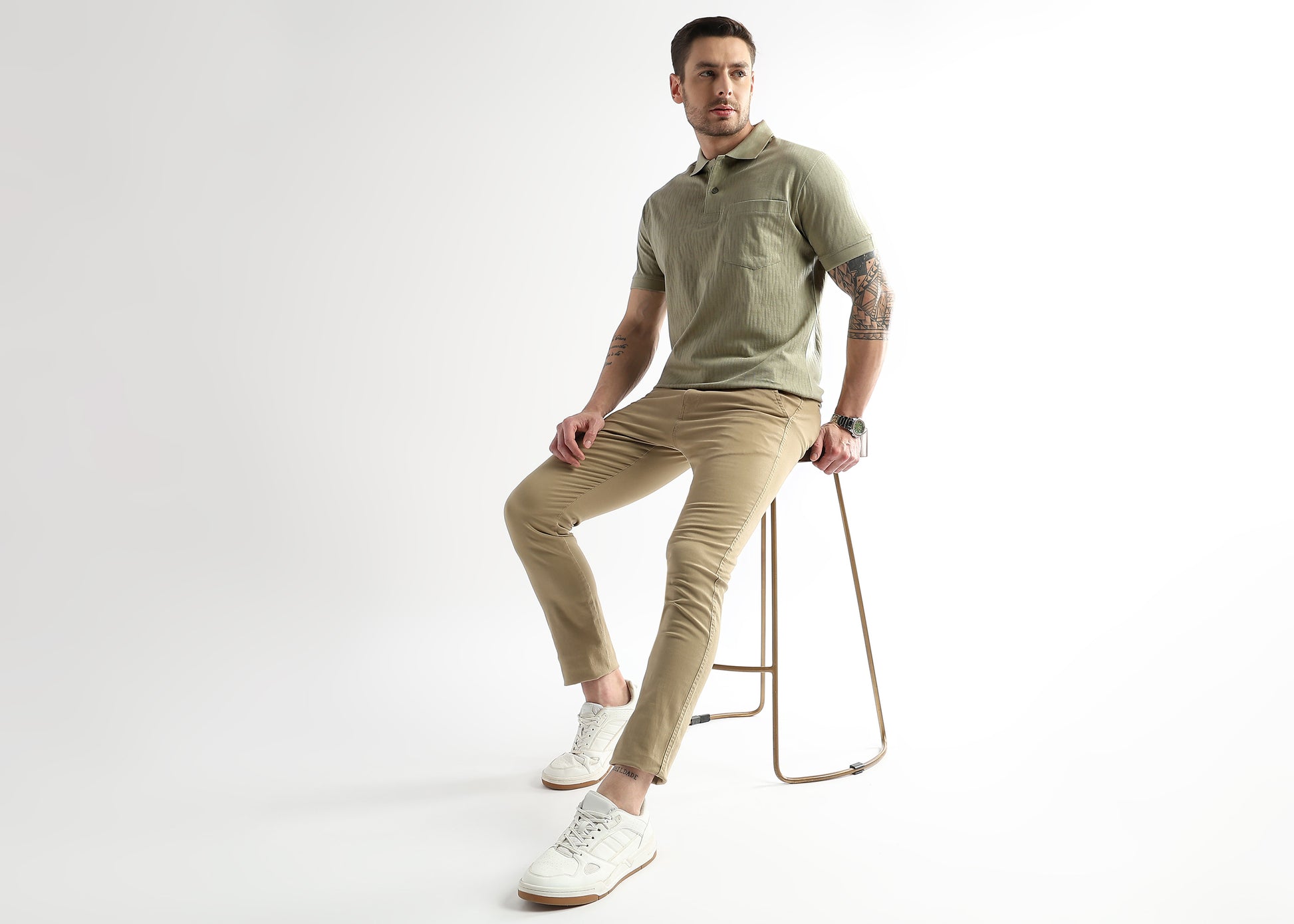 Winter Pear Jacquard Knit Mercerized Polo