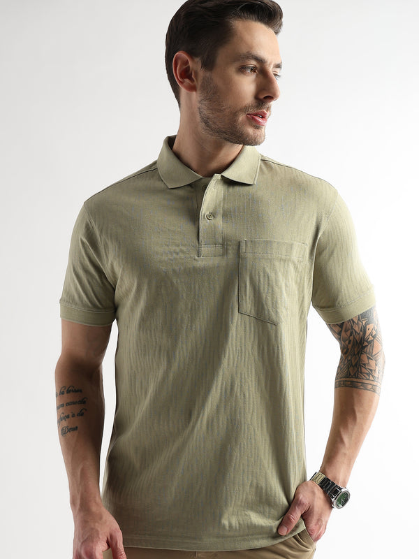 Winter Pear Jacquard Knit Mercerized Polo