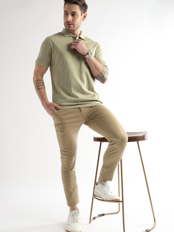 Winter Pear Jacquard Knit Mercerized Polo