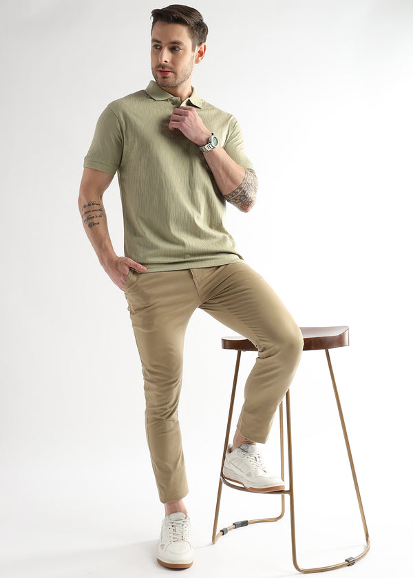 Winter Pear Jacquard Knit Mercerized Polo