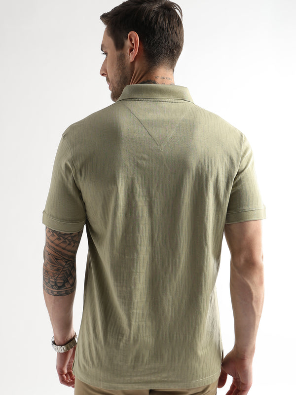Winter Pear Jacquard Knit Mercerized Polo