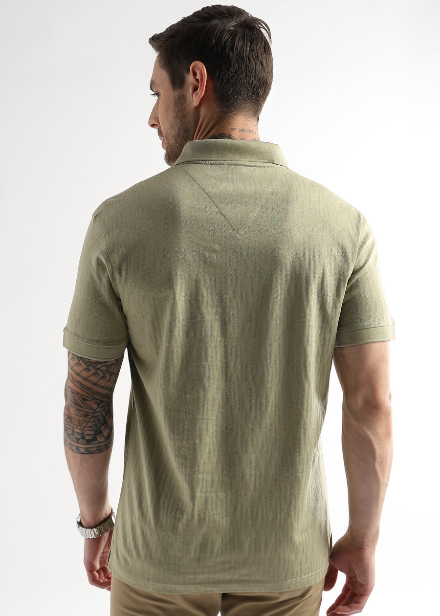 Winter Pear Jacquard Knit Mercerized Polo