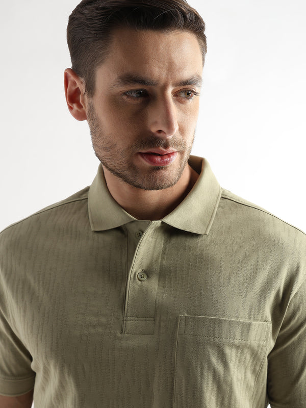 Winter Pear Jacquard Knit Mercerized Polo