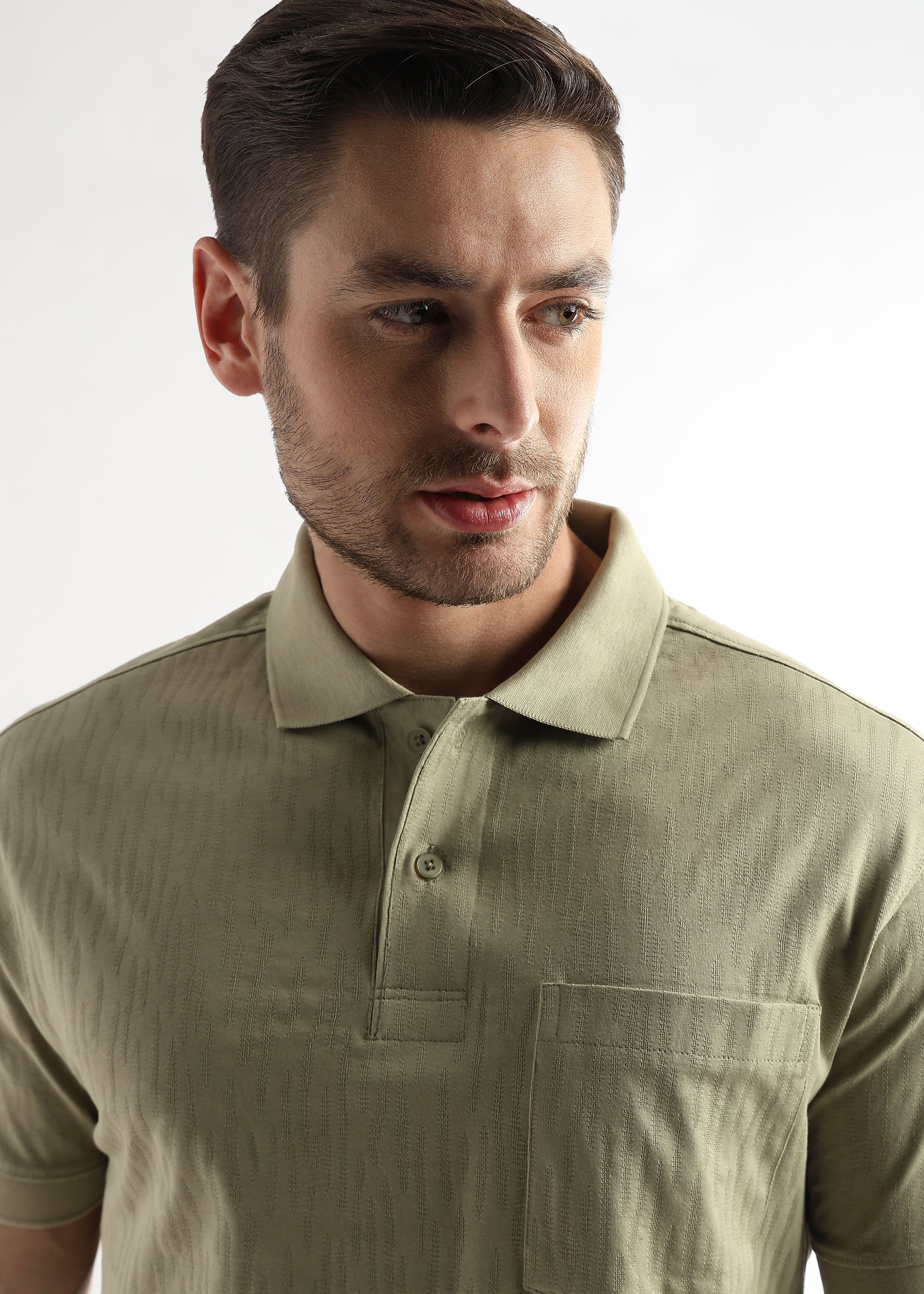 Winter Pear Jacquard Knit Mercerized Polo