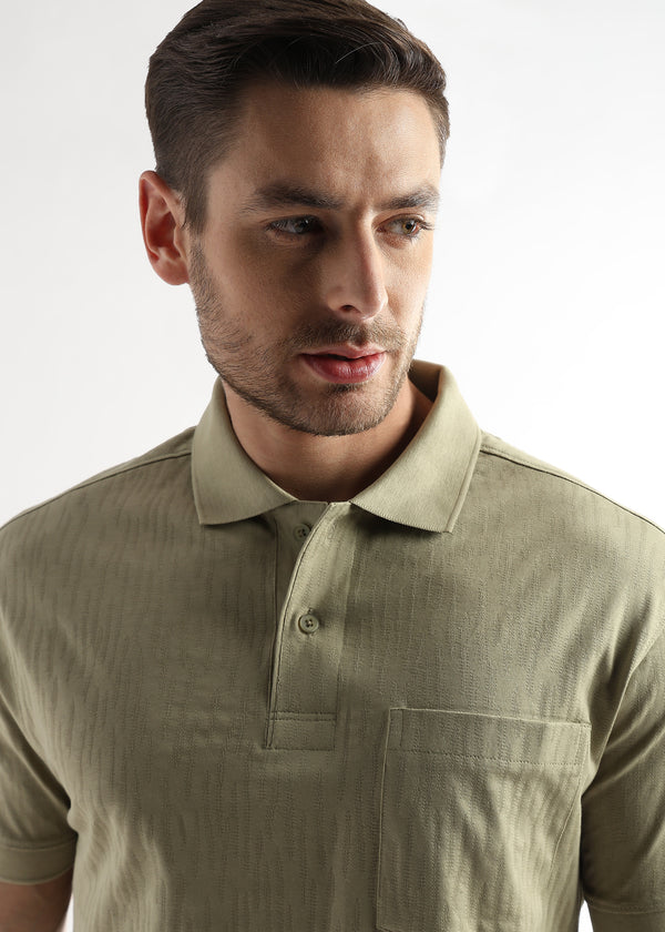Winter Pear Jacquard Knit Mercerized Polo