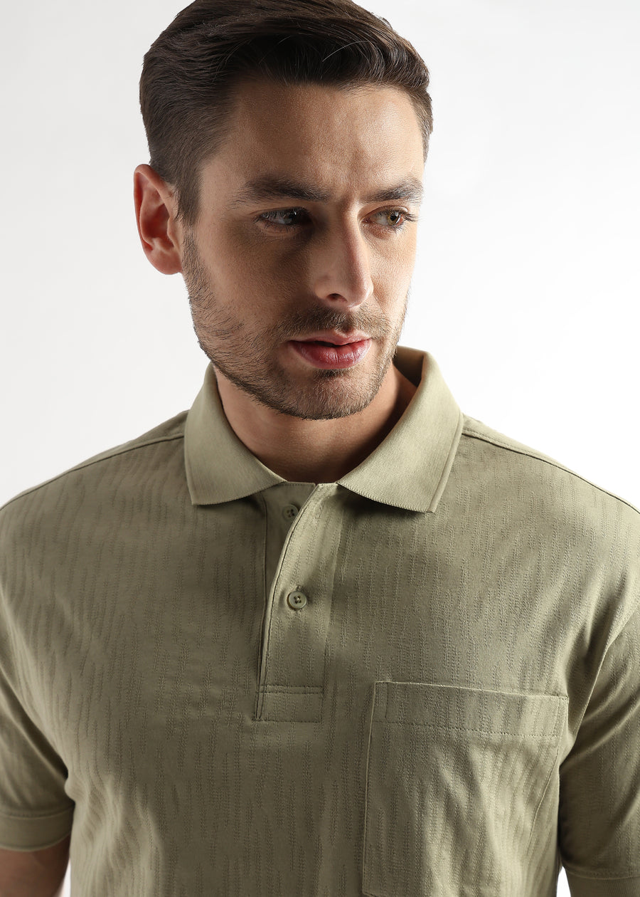 Winter Pear Jacquard Knit Mercerized Polo