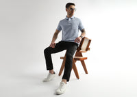 Corydalis Blue Jacquard Knit Mercerized Polo