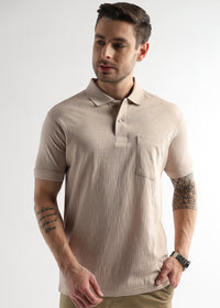 Silver Peony Jacquard Knit Mercerized Polo