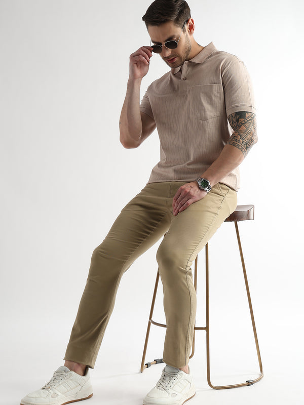 Silver Peony Jacquard Knit Mercerized Polo