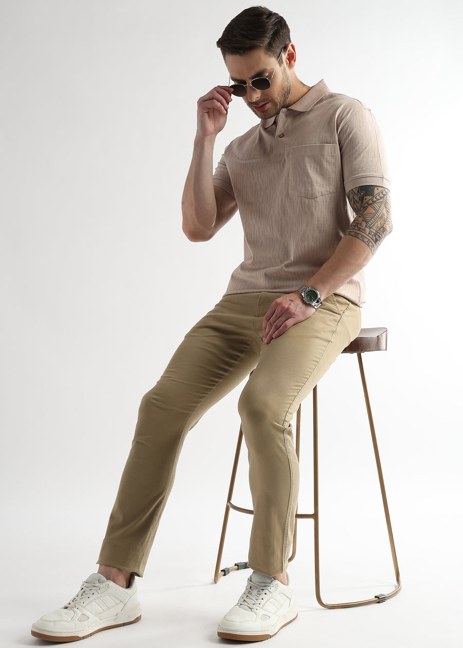 Silver Peony Jacquard Knit Mercerized Polo