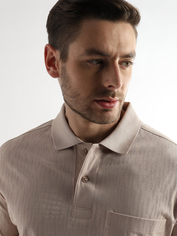 Silver Peony Jacquard Knit Mercerized Polo