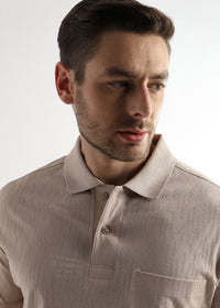 Silver Peony Jacquard Knit Mercerized Polo