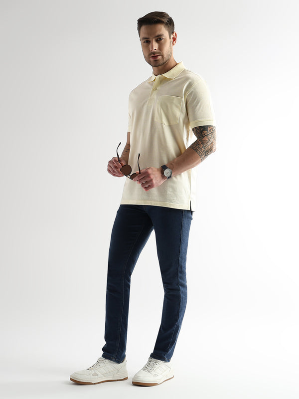 Afterglow White Cube Knit Jacquard Mercerized Polo