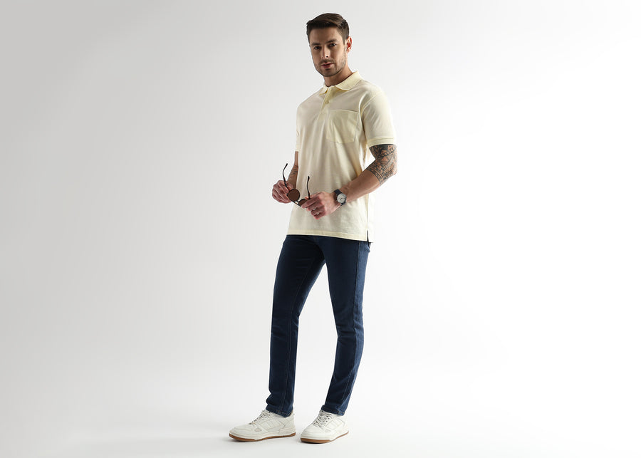 Afterglow White Cube Knit Jacquard Mercerized Polo