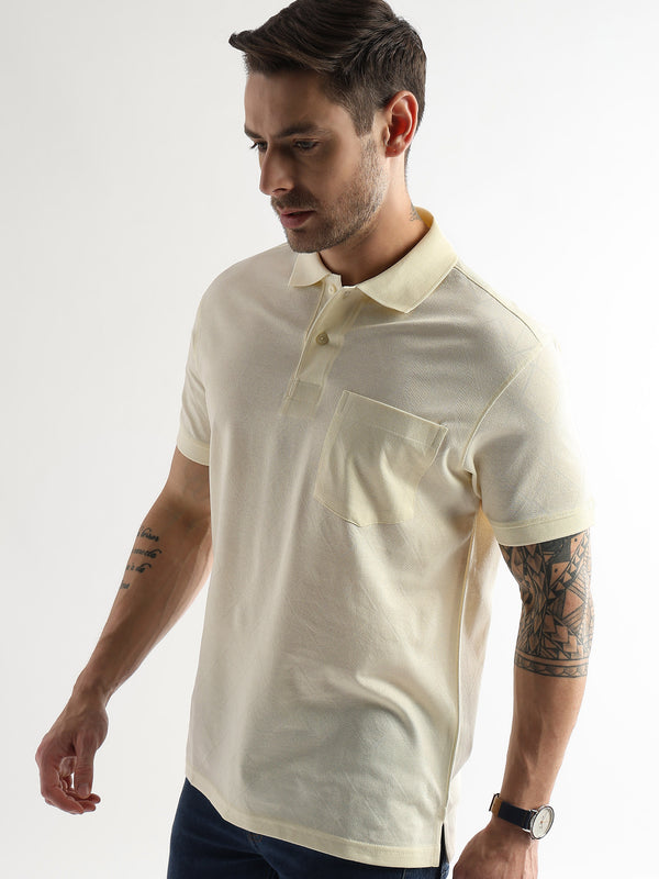 Afterglow White Cube Knit Jacquard Mercerized Polo