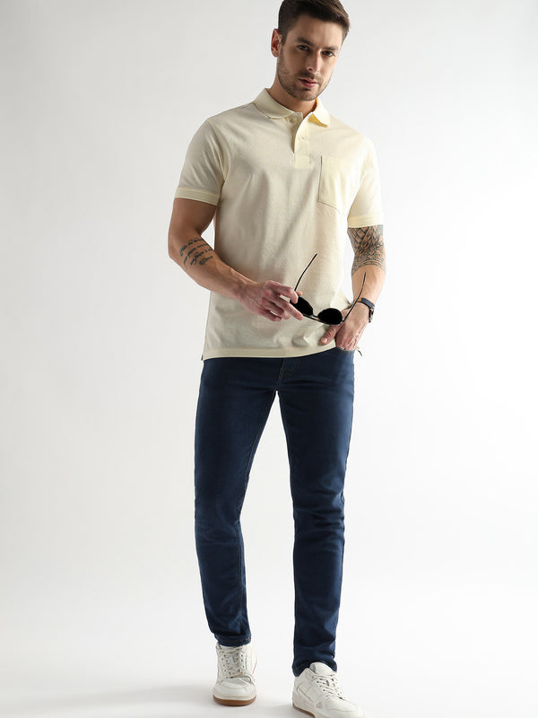 Afterglow White Cube Knit Jacquard Mercerized Polo
