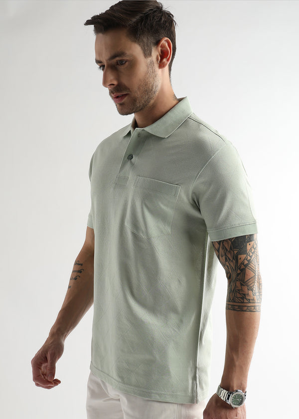 Fairest Jade Cube Knit Jacquard Mercerized Polo