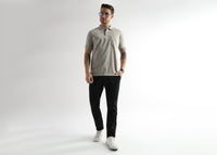 Pussywillow Gray Cube Knit Jacquard Mercerized Polo