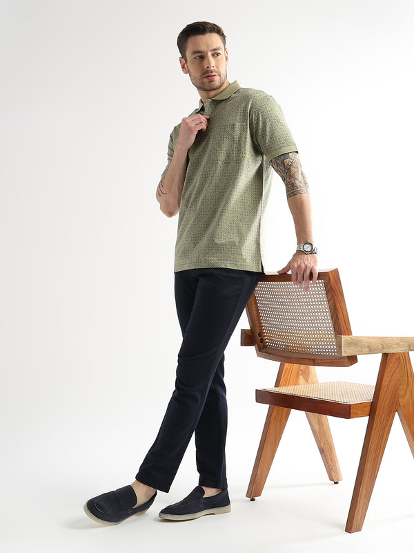 Winter Pear Geometric Print Mercerized Polo