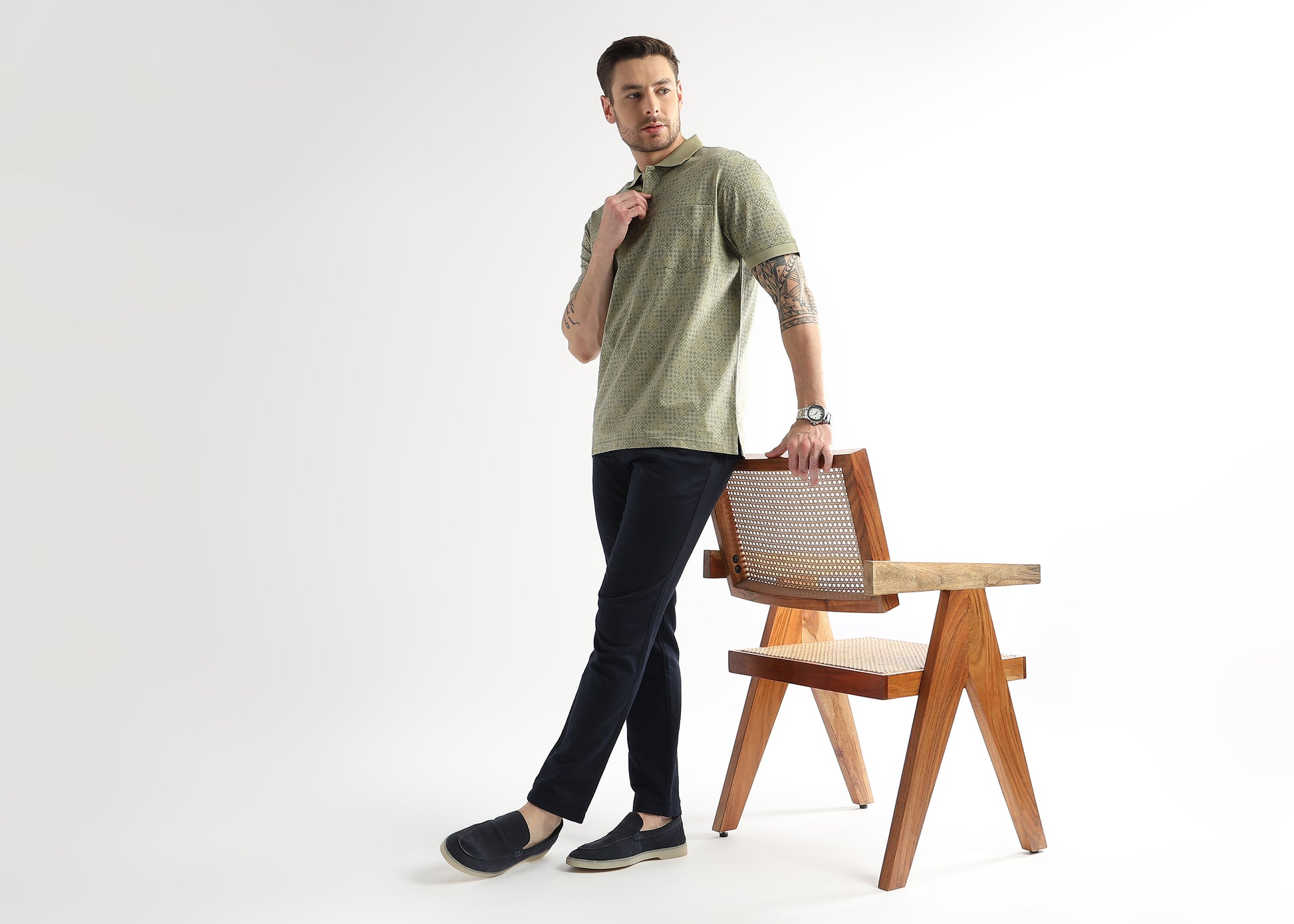 Winter Pear Geometric Print Mercerized Polo