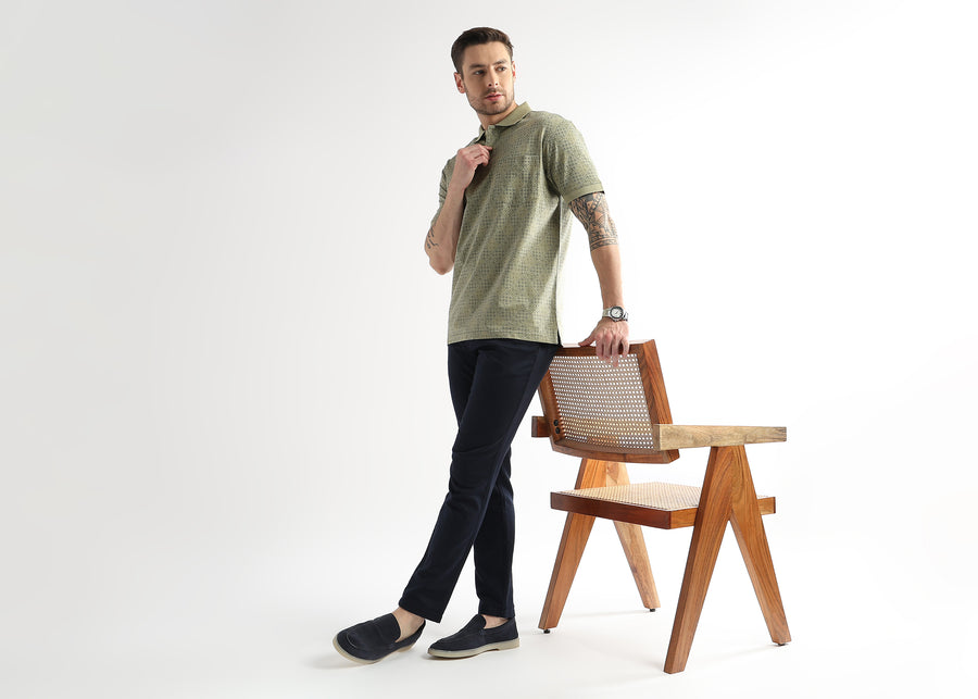 Winter Pear Geometric Print Mercerized Polo