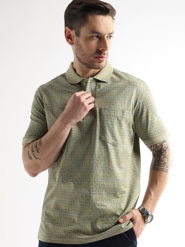 Winter Pear Geometric Print Mercerized Polo