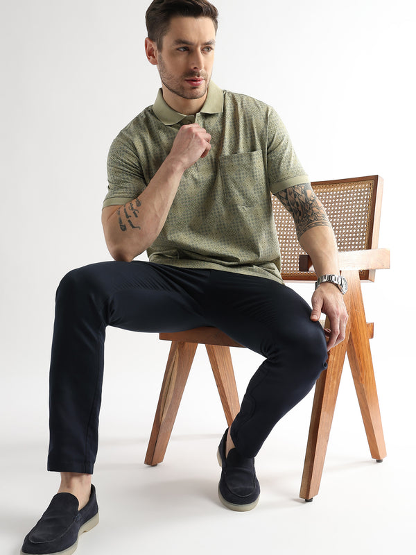 Winter Pear Geometric Print Mercerized Polo